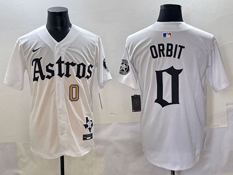 Men 2025 Houston Astros #0 Orbit White Five generations Joint Name Nike MLB Jersey style 4->houston astros->MLB Jersey